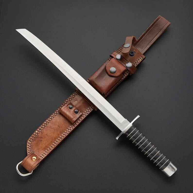 CUSTOM HANDMADE D2 TOOL STEEL BATTLE READY HUNTING SWORD CAMPING SWORD/SHEATH