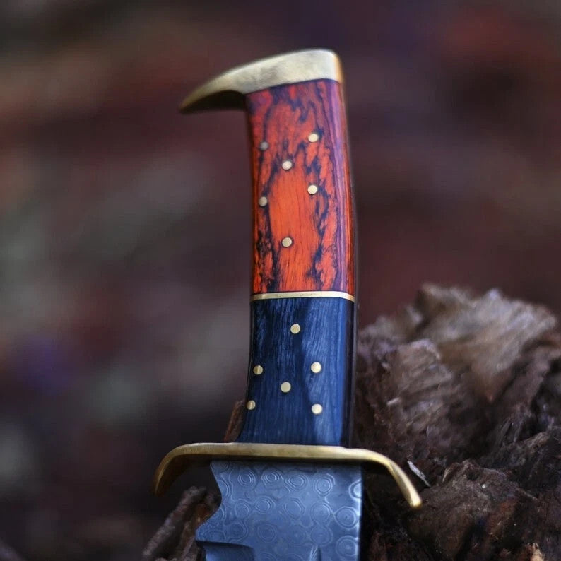 Custom Handmade Damascus Steel Bowie Knife Camping Hunting Knife Fixed Blade EDC