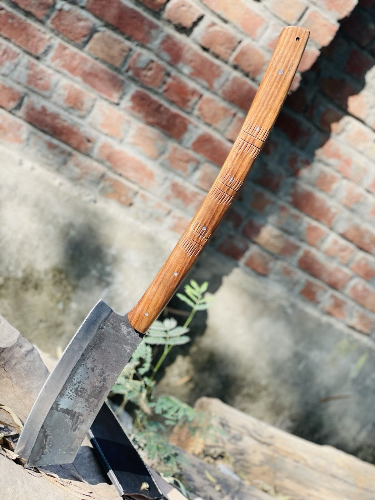 Custom Handmade Carbon Steel Blade Long Woodcutting Axe | Hunting Axe | Camping