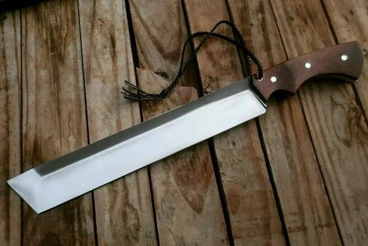 Custom Handmade Carbon Steel Survival Bowie Machete Sword| Hunting Knife Camping