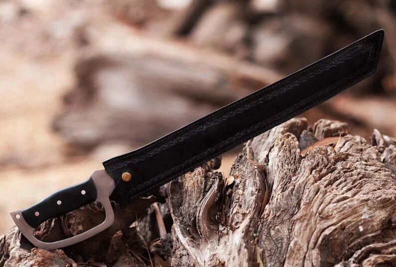 Custom Handmade Carbon Steel Alpha Sword D-Guard Hunting Camping Sword