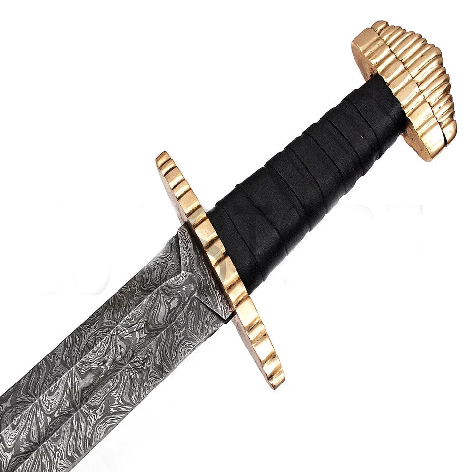 CUSTOM HANDMADE HAND FORGED DAMASCUS STEEL VIKING SWORD CAMPING MEDIEVAL SWORD