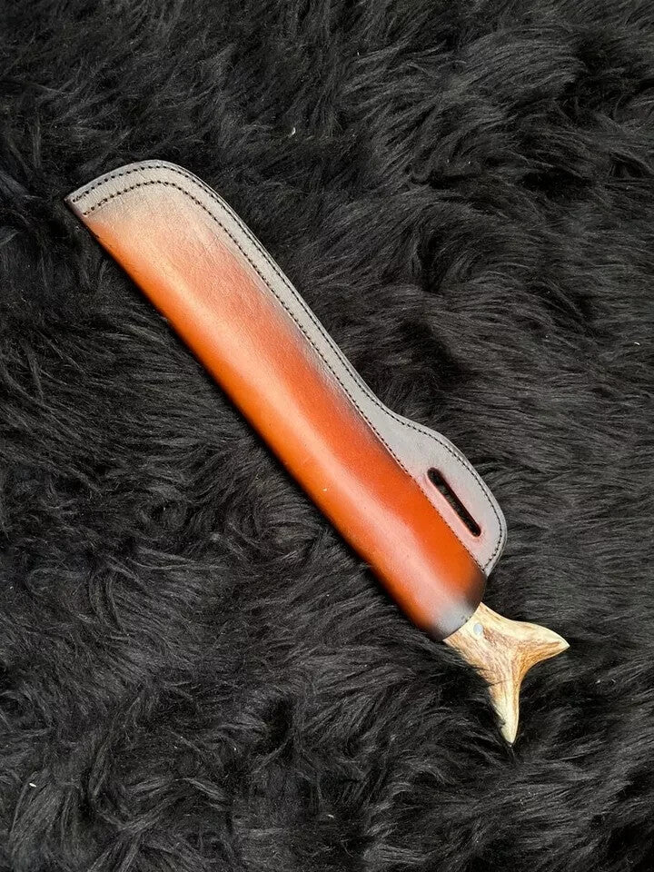 Custom Handmade D2 Steel Bowie knife,Stag Horn Hunting Knife with Leather Sheath