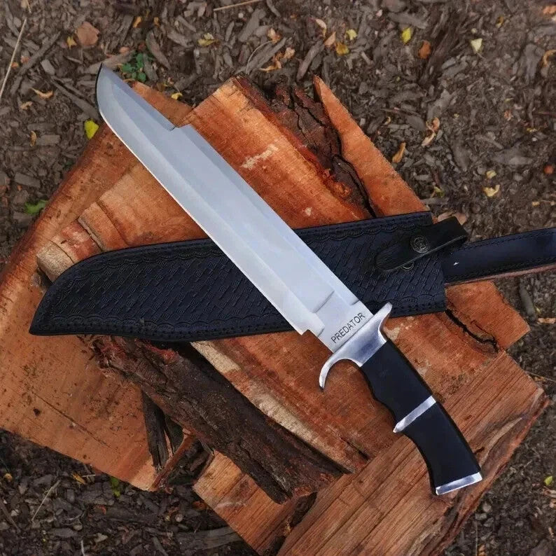 23" HANDMADE D2 STEEL HIGH POLISH HUNTING PREDATOR BOWIE MACHETE KNIFE  KUKRI