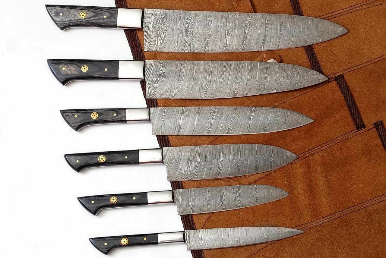 Custom Handmade CHEF KNIFE Set Kitchen Knives Cutlery Forged Damascus Steel 1554