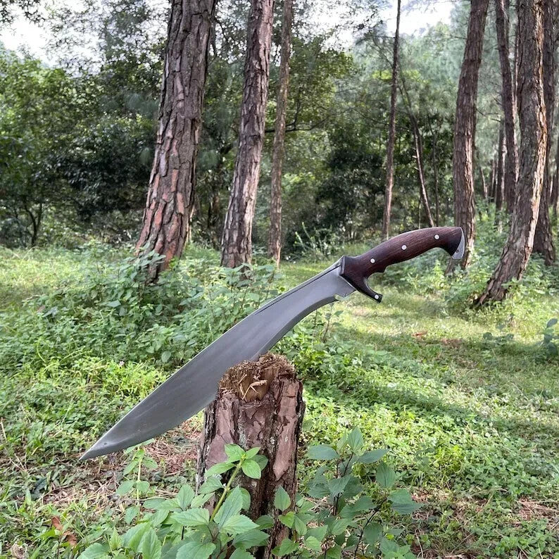 Custom Handmade Carbon Steel Blade Bowie Machete Kukri Hunting Knife Camping