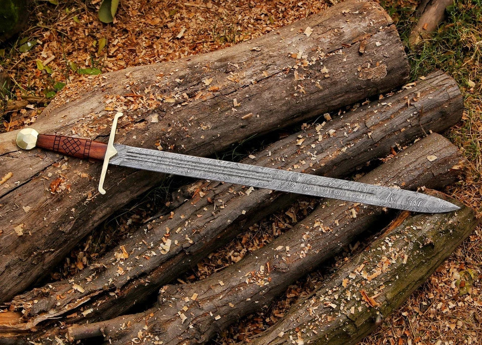 Custom Handmade Damascus Steel Medieval Viking Sword Ready Battle Sword Camping