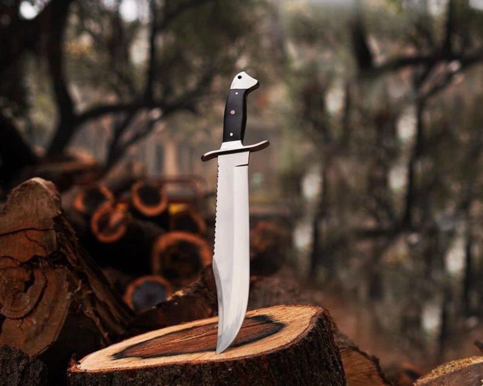 Handmade Survival Bowie Knife Hunting Knife Camping Carbon Steel Bowie W/ Sheath