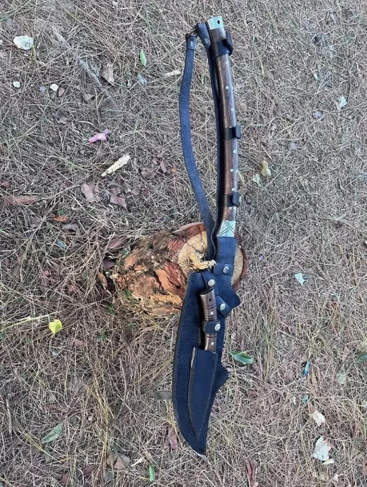 Custom Handmade Carbon Steel Survival Bowie Machete Sword| Hunting Knife Camping