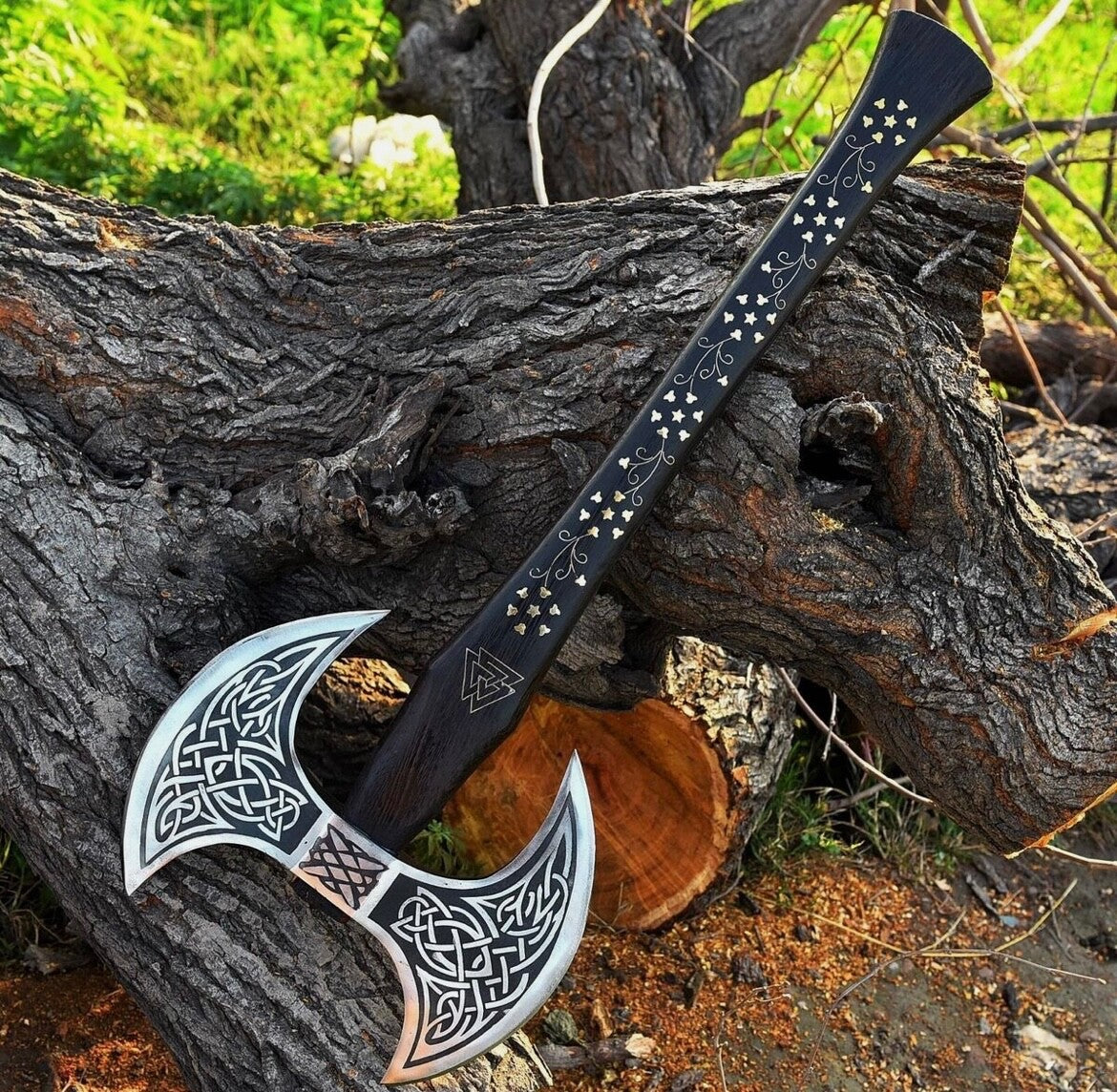 Custom Double Head Hand Forged Viking Axe With Carbon Steel Handmade Hatchet