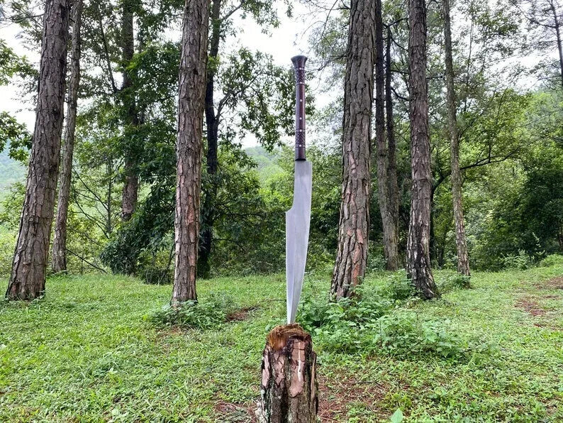 Custom Handmade Carbon Steel Blade Bowie Machete Kukri Hunting Knife Camping
