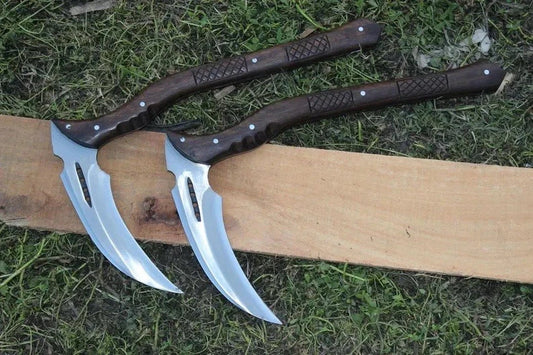 Custom Handmade Carbon Steel Blade Japanese Kama Set |Hunting Kamas Camping Kama