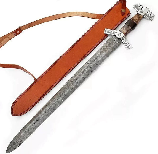 Custom Handmade Damascus Steel Blade Medieval Viking Sword Hunting Sword Camping