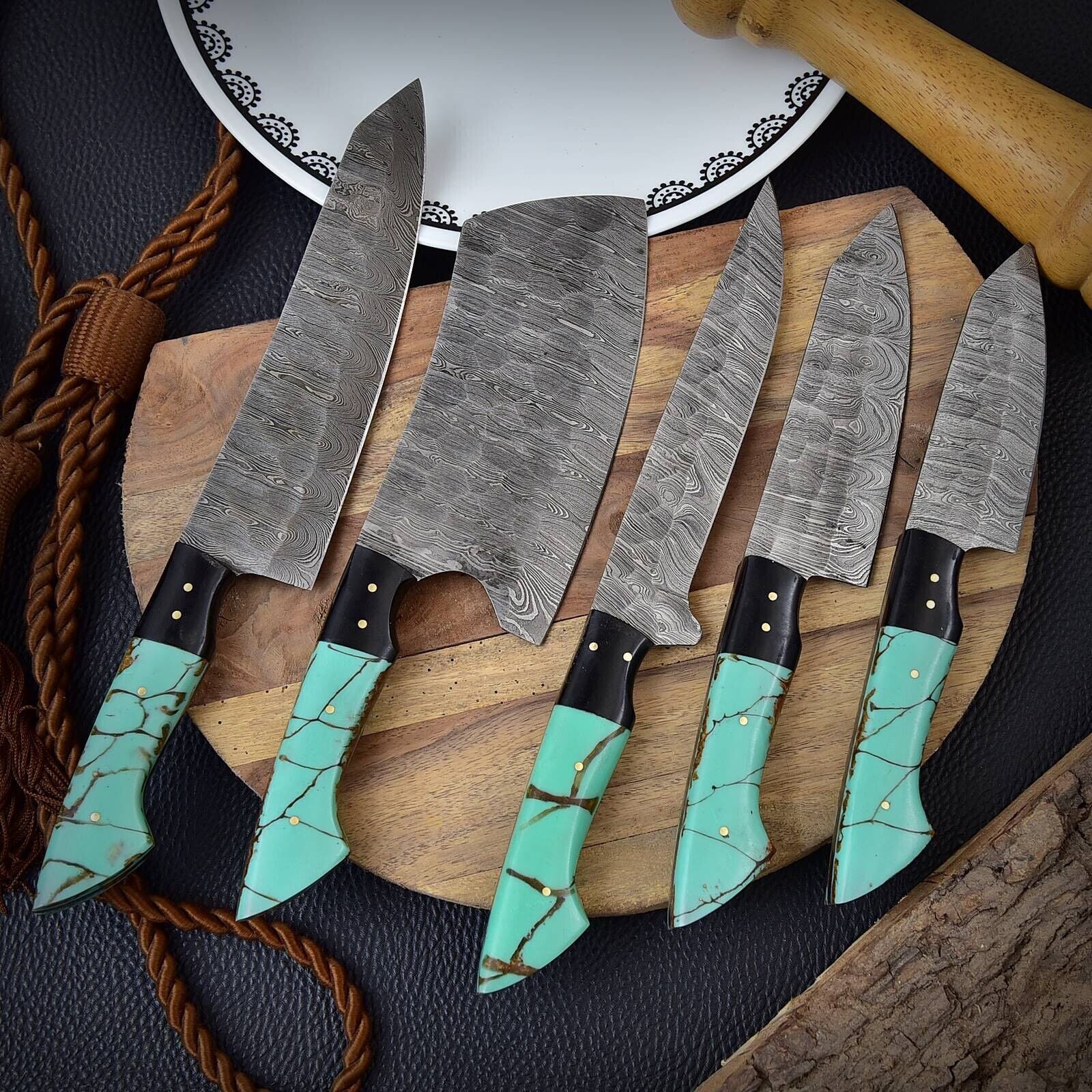 Custom Handmade HAND FORGED DAMASCUS STEEL CHEF KNIVES Set Kitchen Knives SET