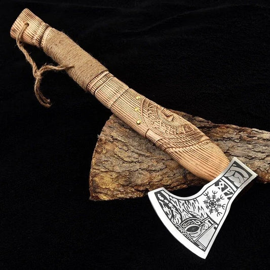 Custom Handmade Carbon Steel Blade Bearded Viking Axe | Hunting Axe Camping Axe