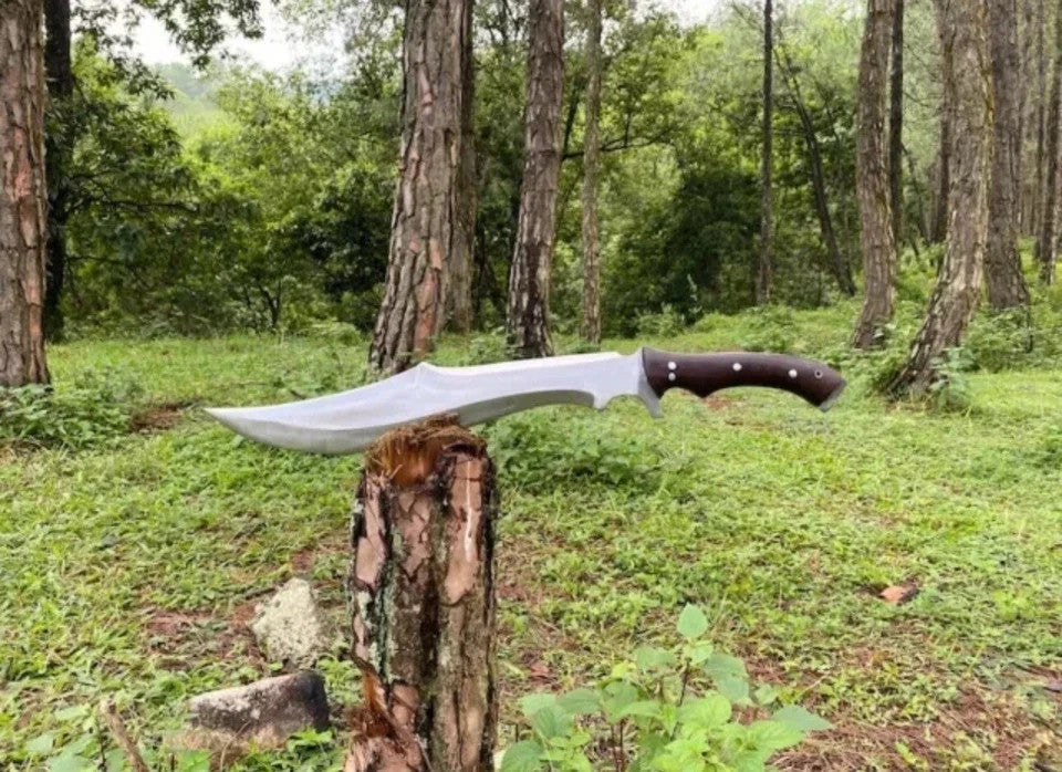 Custom Handmade Carbon Steel Bowie Survival Machete Knife| Hunting Knife Camping