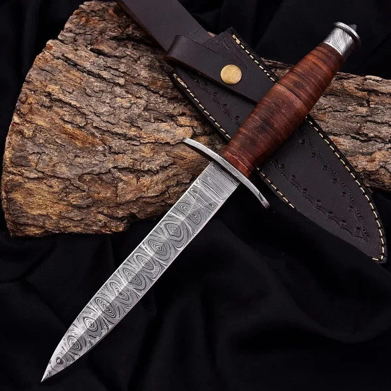 Damascus Steel British Army Fairbairn Sykes Commando Dagger Knife Hunting Dagger