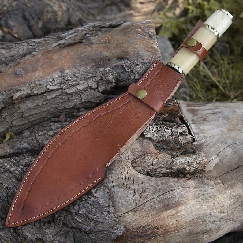Custom Handmade Damascus Steel Blade Survival Kukri Knife| Hunting Knife Camping