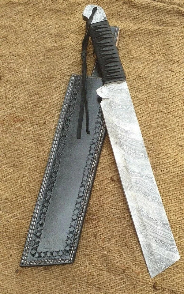 CUSTOM HANDMADE DAMASCUS STEEL RAMBO MACHETE HUNTING KNIFE CAMPING KNIFE