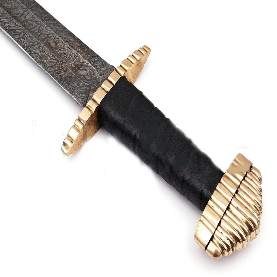 CUSTOM HANDMADE HAND FORGED DAMASCUS STEEL VIKING SWORD CAMPING MEDIEVAL SWORD