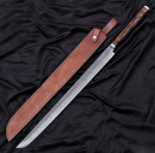 Japanese Damascus Suminagashi Maguro Tuna Knife Yasuki Hagane Carbon Steel