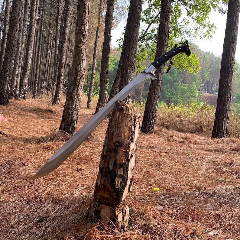 Custom Handmade Carbon Steel Blade Bowie Machete Kukri Hunting Knife Camping