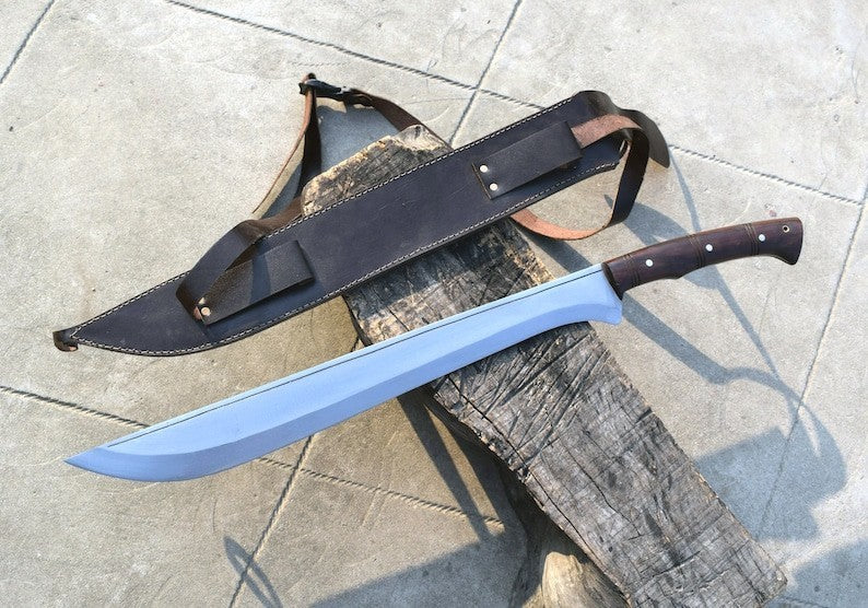 Custom Handmade Carbon Steel Blade Survival Machete Sword| Hunting Sword Camping