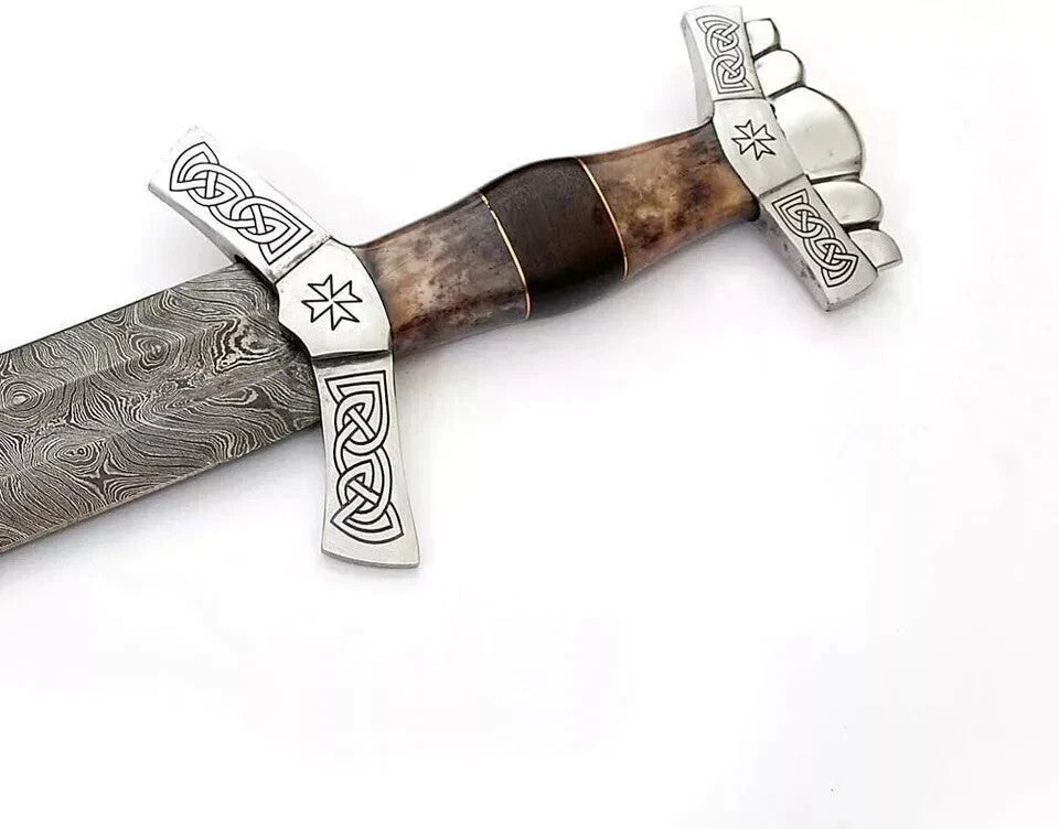 Custom Handmade Damascus Steel Blade Medieval Viking Sword Hunting Sword Camping