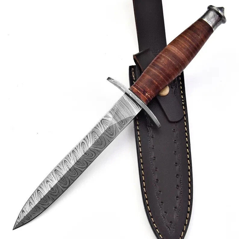 Damascus Steel British Army Fairbairn Sykes Commando Dagger Knife Hunting Dagger