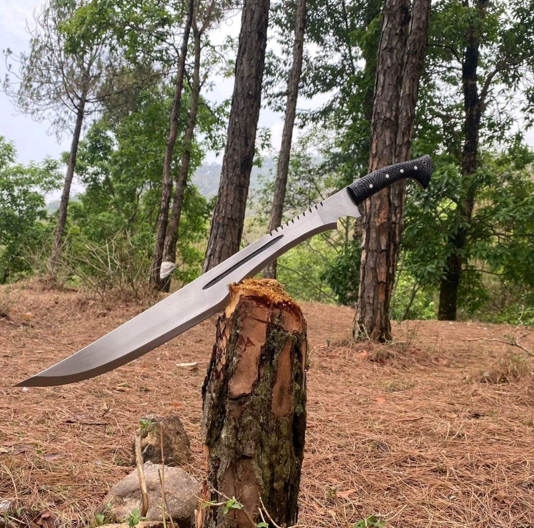 CUSTOM HANDMADE D2 TOOL STEEL SURVIVAL MACHETE SWORD HUNTING SWORD CAMPING SWORD