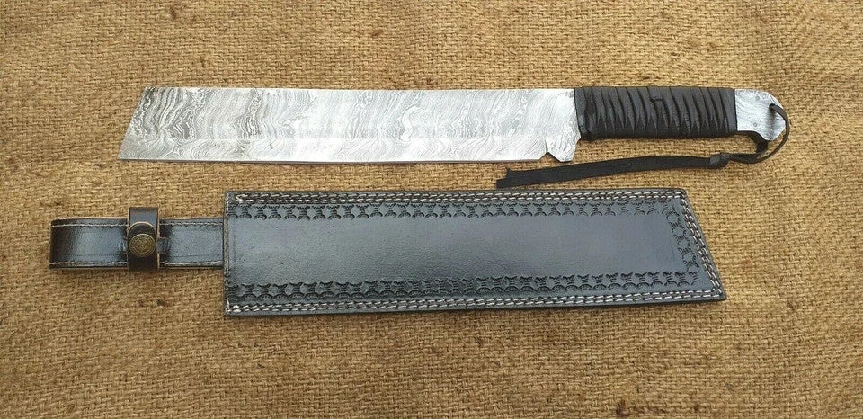 CUSTOM HANDMADE DAMASCUS STEEL RAMBO MACHETE HUNTING KNIFE CAMPING KNIFE