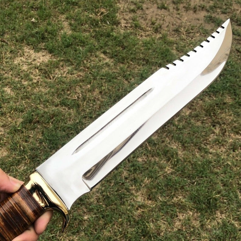 Handmade Dundee Bowie Knife | Carbon Steel Blade| Outdoor Survival Hunting Knife