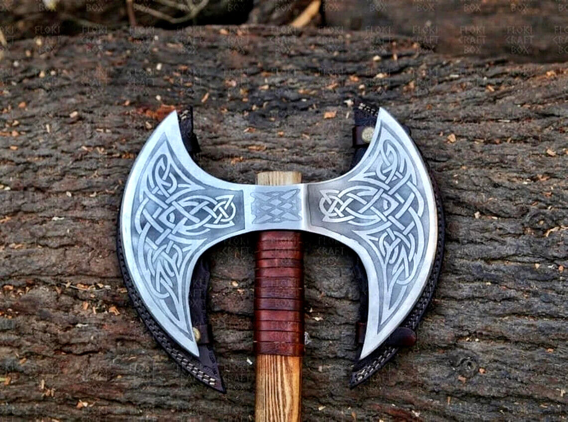 Double Headed Hand Forged Steel Viking Axe, Battle Axe,  Double Blade Viking Axe