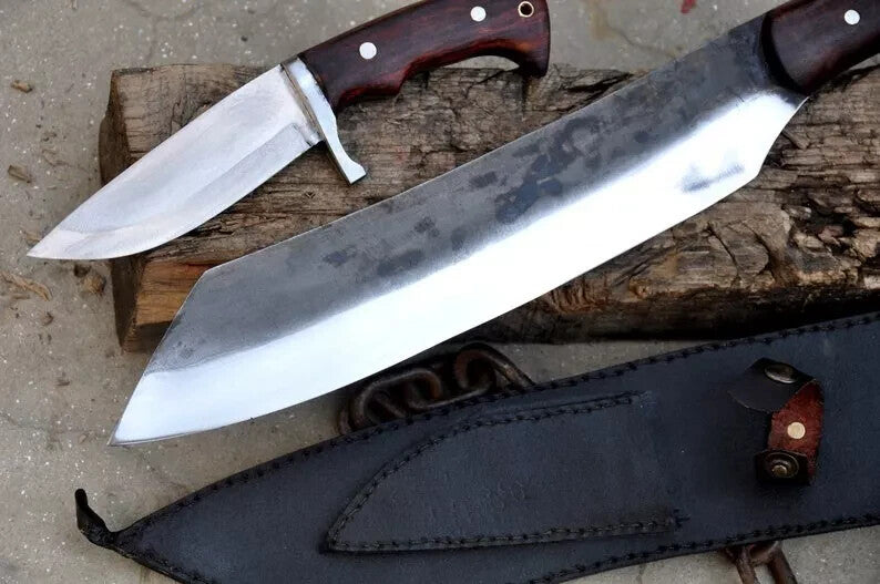 Custom Handmade Carbon Steel Blade Bowie Machete Kukri Hunting Knife Camping
