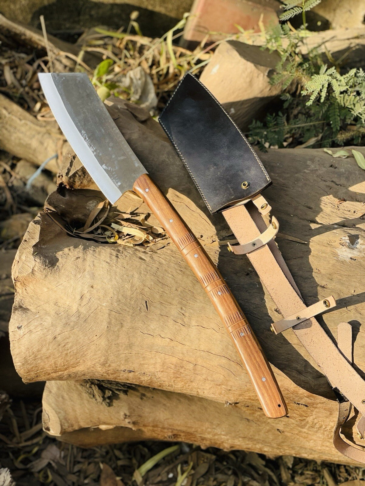 Custom Handmade Carbon Steel Blade Long Woodcutting Axe | Hunting Axe | Camping