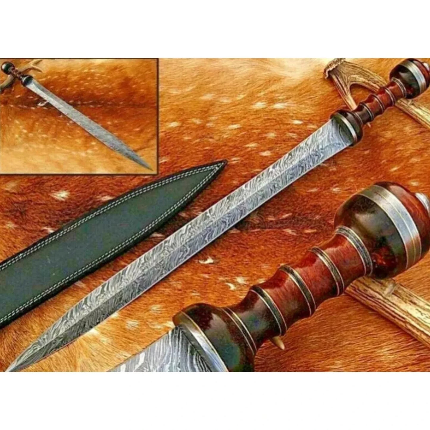 32" Handmade Damascus Steel Gladiator Roman Empire Gladius Medieval Greek Sword