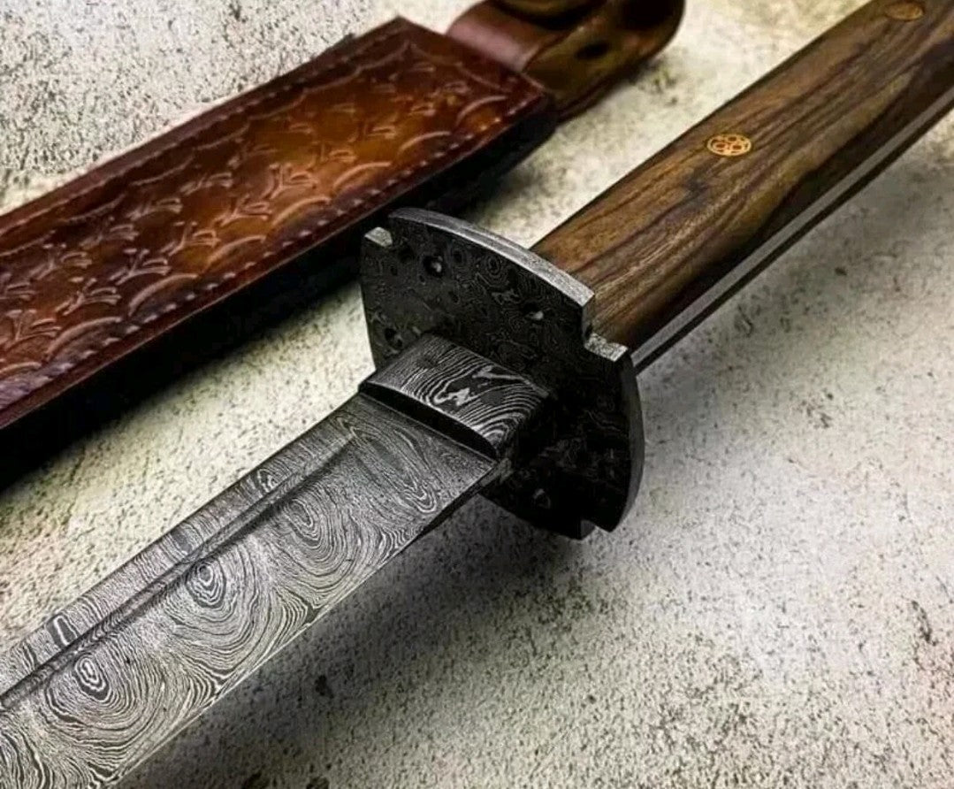 CUSTOM HANDMADE DAMASCUS STEEL KATANA STYLE HUNTING MACHETE KNIFE TANTO KNIFE