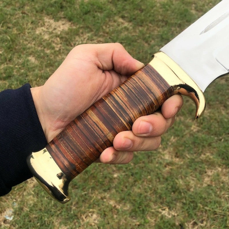 Handmade Dundee Bowie Knife | Carbon Steel Blade| Outdoor Survival Hunting Knife