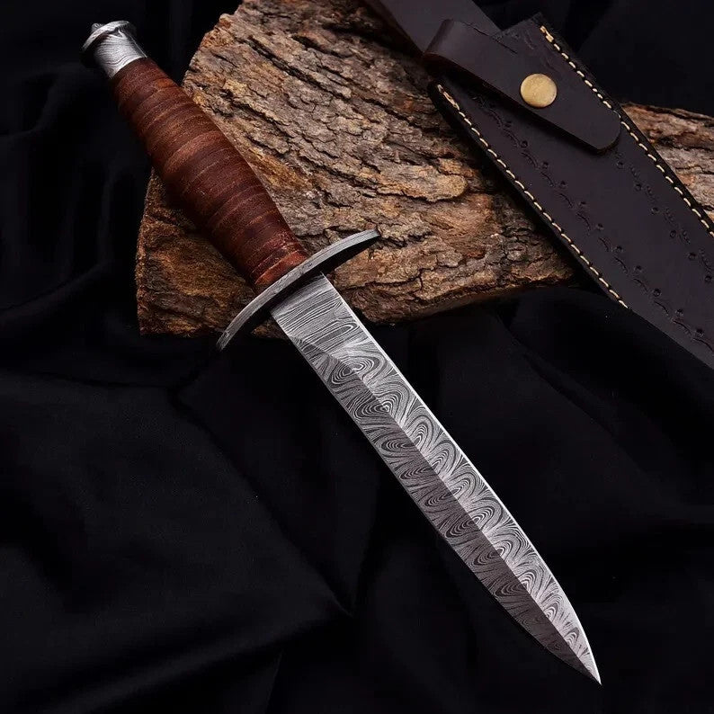 Damascus Steel British Army Fairbairn Sykes Commando Dagger Knife Hunting Dagger