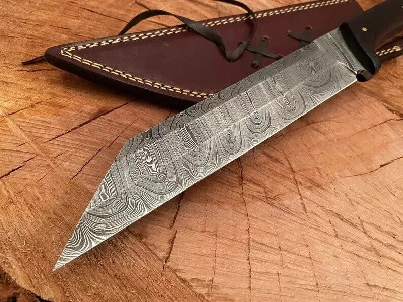 CUSTOM HANDMADE DAMASCUS STEEL MEDIEVAL VIKING SEAX KNIFE HUNTING KNIFE BOWIE
