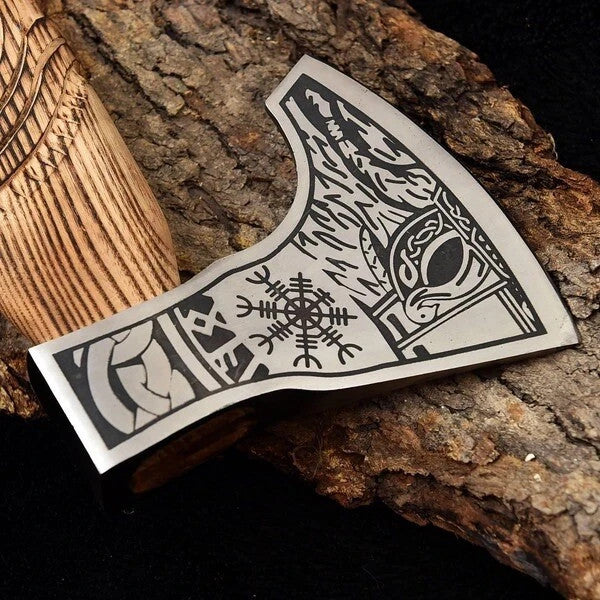Custom Handmade Carbon Steel Blade Bearded Viking Axe | Hunting Axe Camping Axe