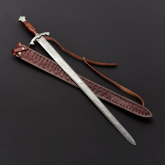 Custom Handmade Damascus Steel Blade Viking Sword | Hunting Sword Camping Sword