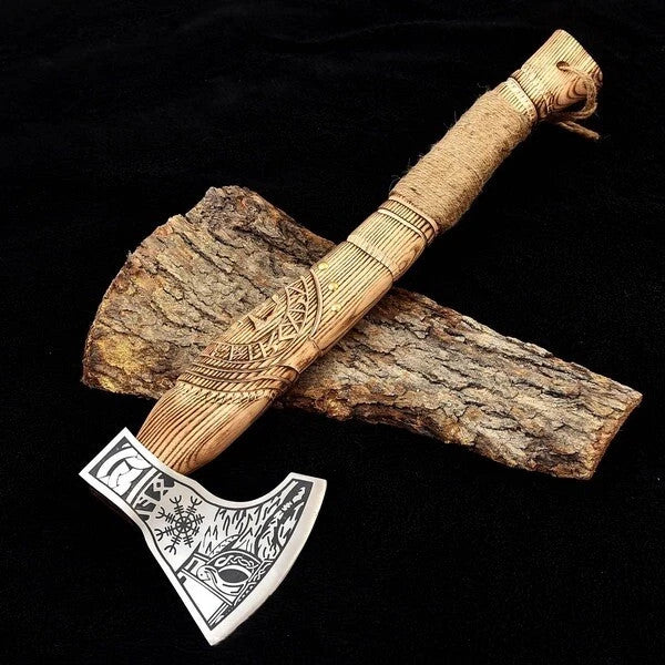 Custom Handmade Carbon Steel Blade Bearded Viking Axe | Hunting Axe Camping Axe