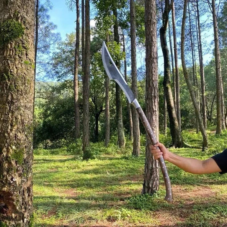 30" Custom Handmade Carbon Steel Long Woodcutting Axe Machete Hunting Knife EDC