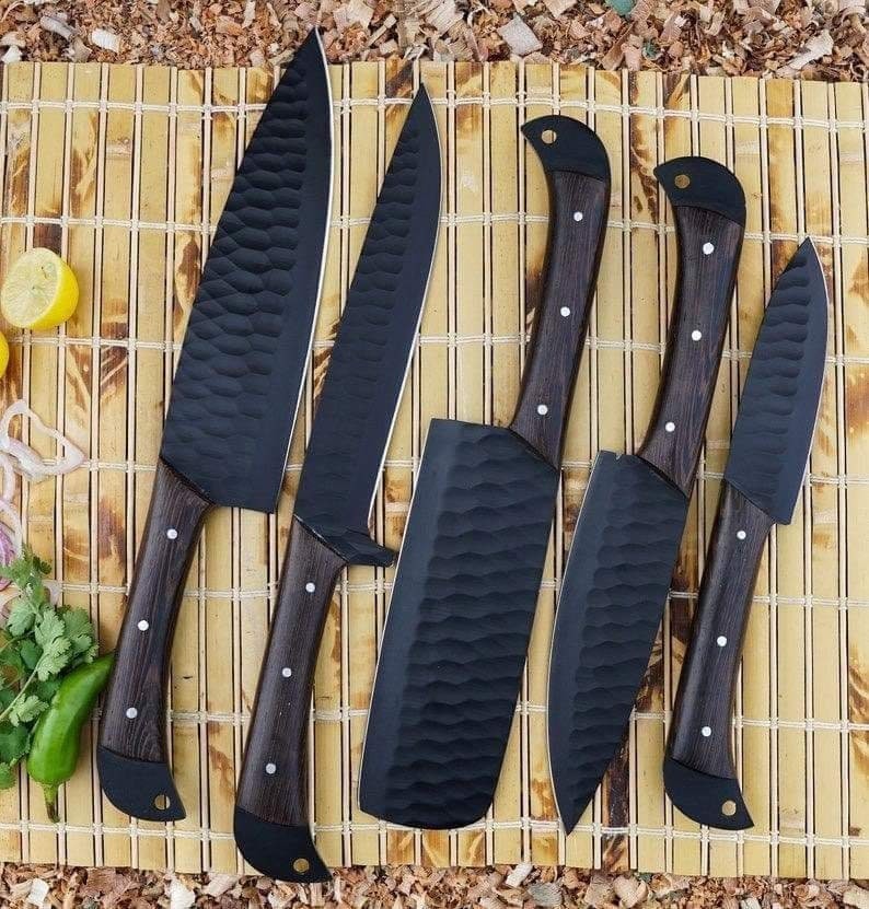 Custom Handmade Carbon Steel Blade Chef Knives Set| Chef Knife Set Kitchen Knife