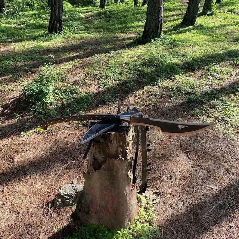 30" Custom Handmade Carbon Steel Long Woodcutting Axe Machete Hunting Knife EDC