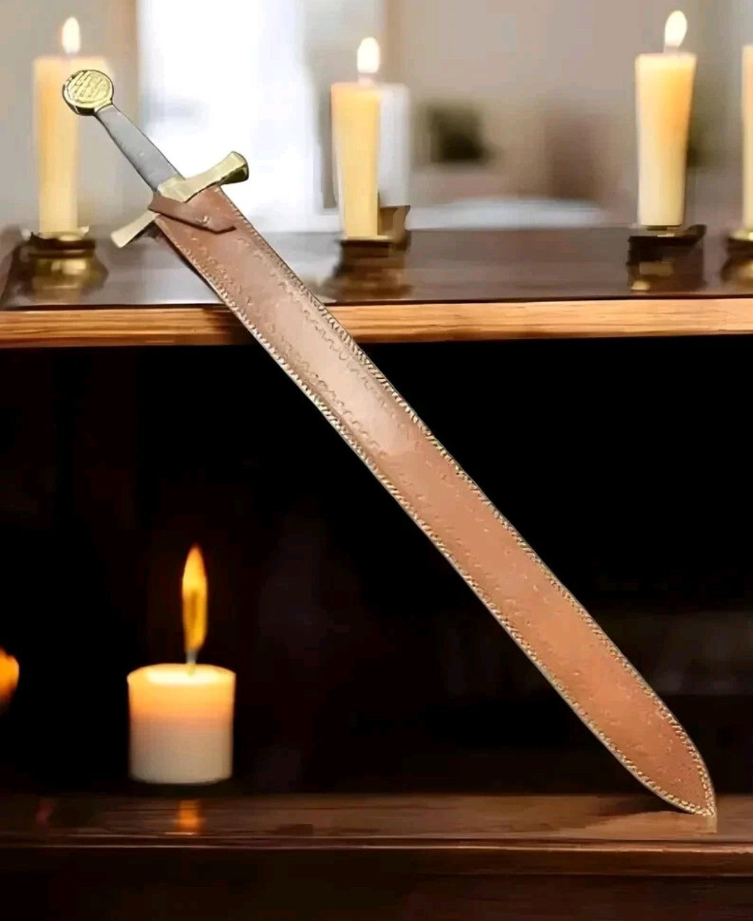 Handmade D2 Steel Excalibur Sword/ King Arthur Sword With Leather Sheath Gift!