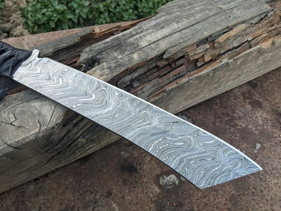 16" Rambo Machete Survival Damascus Steel Hunting Knife with Sheath Bowie Knife