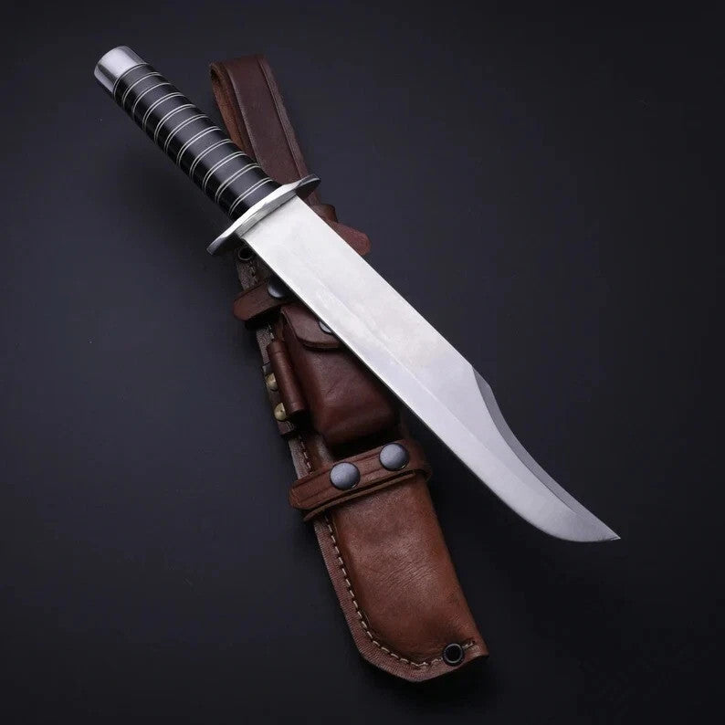 CUSTOM HANDMADE D2 TOOL STEEL HUNTING BOWIE KNIFE SURVIVAL CAMPING WITH SHEATH