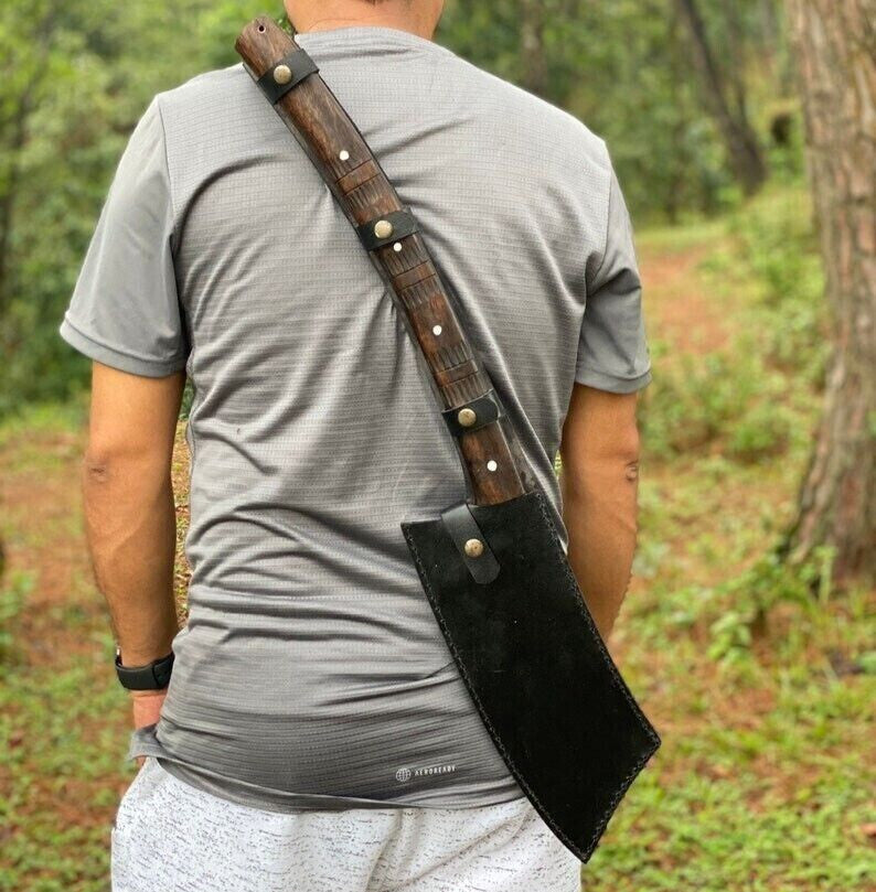 Custom Handmade Carbon Steel Blade Long Woodcutting Axe | Hunting Axe | Camping